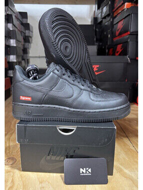 Supreme x Nike Air Force 1 Low 'Box Logo - Black' CU9225-001 MENS SIZE 8.5